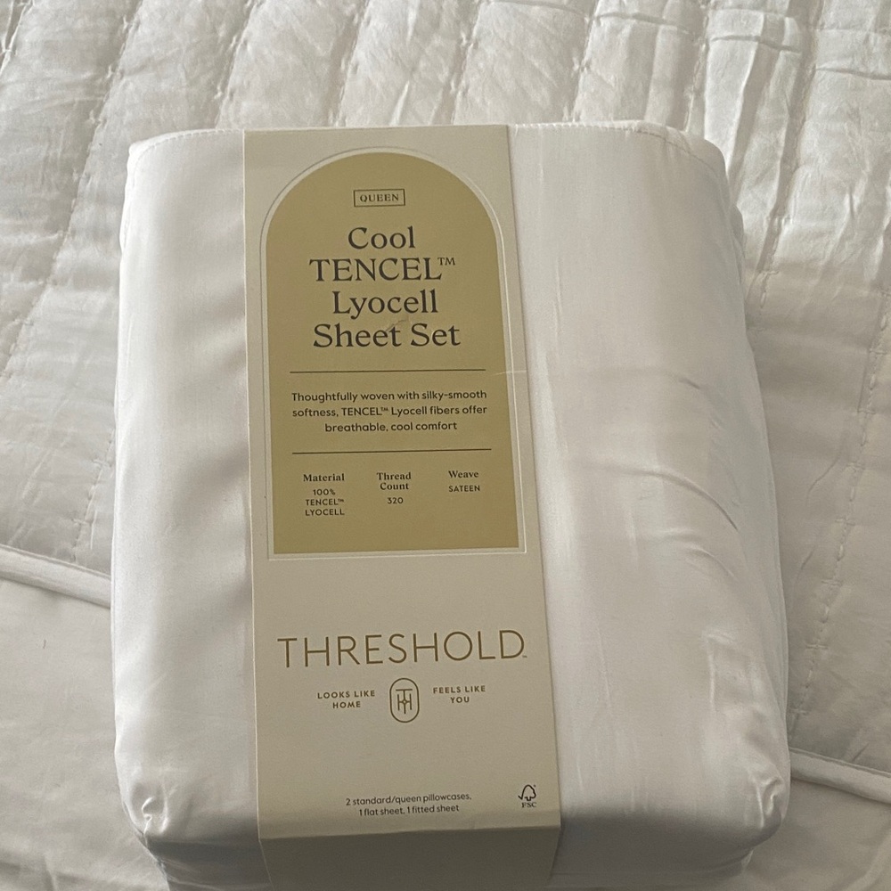 Threshold Cool TENCEL Lyocell Sheet Set - White Queen size
